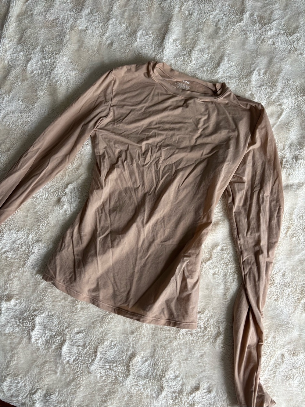SKIMS Long Sleeve Crew Neck Top in Taupe Nude